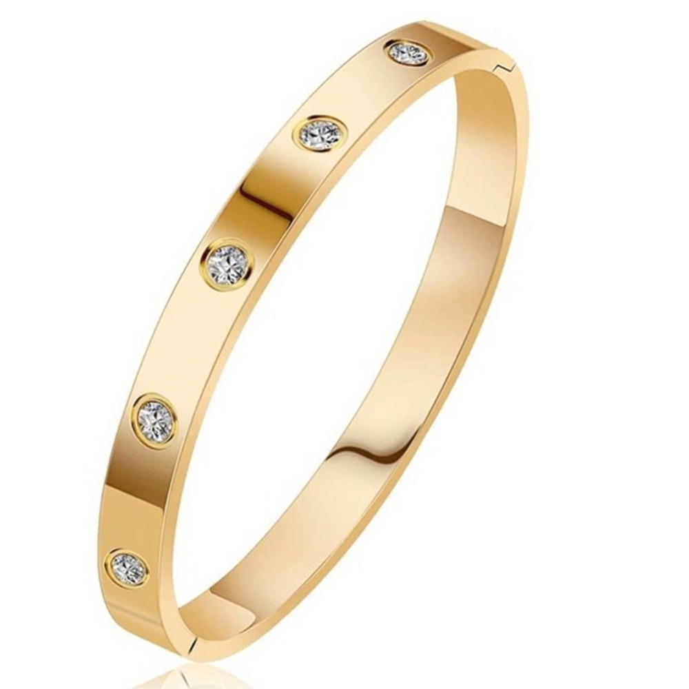 18K Gold Plated CZ Crystal Bangle